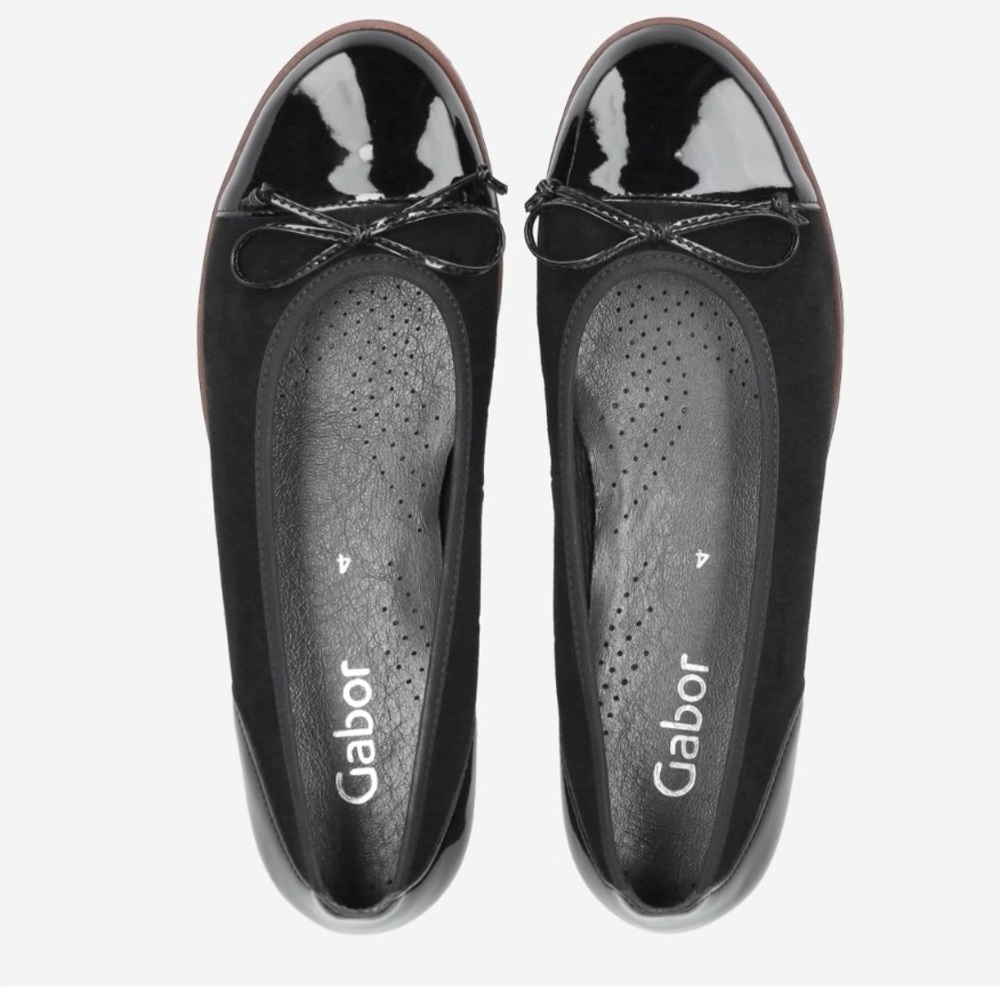 Gabor Black Patent Leather Ballet Flats Size UK 7.5 US 9.5